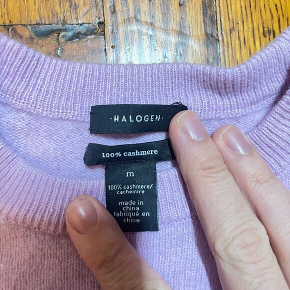 Halogen 100% Cashmere Sweater Women's M Lavender Purple Crew Neck Pullover - Picture 2 of 15